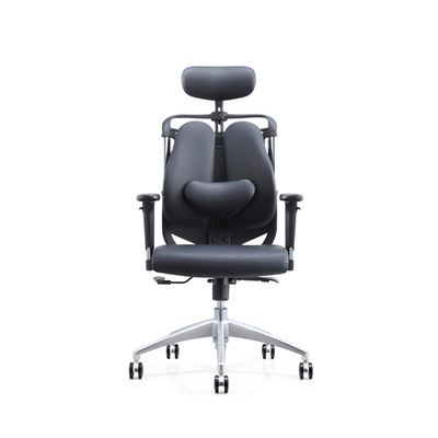 giro ergonômico de couro da cadeira do back office 3D ajustável com sela do assento para pés