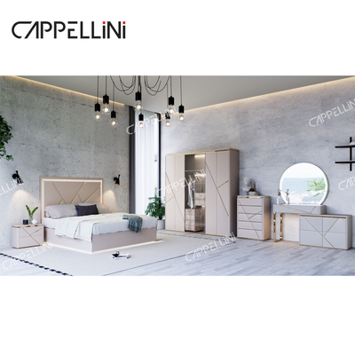 Casa Simples Quadro de Madeira Duplo Cama Real de Couro Moderna Madeira de Luxo Full Queen Size Conjunto de Móveis de Quarto
