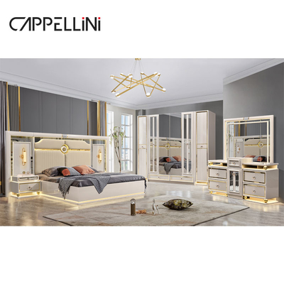 Luxo Quadro de madeira King Size Cama de couro quarto conjuntos Casa Dupla Rainha Madeira Moderno conjunto de móveis de quarto completo