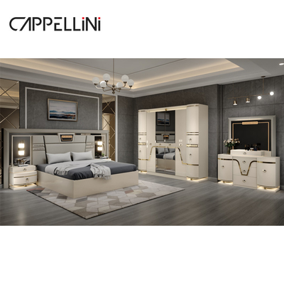 Conjunto de cama de couro contemporâneo clássico de tamanho King Duplo Queen Royal Luxury Moderno Madeira Mdf Full Bedroom Sets Mobiliário