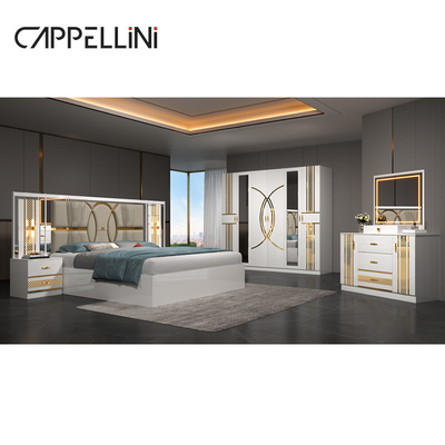 Venda a retalho Preço barato Luxo Leite de madeira King Size de couro Quarto duplo Casa de luxo Full Mdf conjunto de quartos Móveis