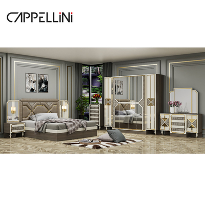 Armazém de madeira moderno barato Cama de couro de tamanho duplo King Leather Headboard de couro Luxo Mobiliário de madeira para casa Queen Set de quarto