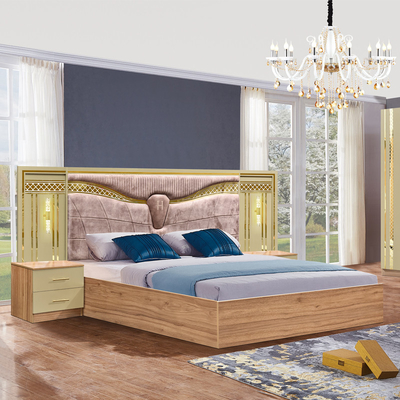 2025 Full King Size Madeira Turco conjunto de móveis de quarto Quadro de madeira Casa de cama dupla barato Luxo conjunto de quarto móveis
