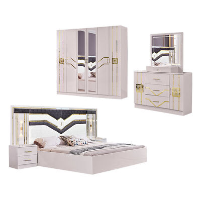 Preço por atacado Conjunto completo de quartos Móveis Cama dupla Armazém de madeira Moderno Luxo Full Home King Tamanho Conjunto de móveis de quarto