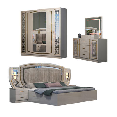 Cheap Wholesale Full 5 Pieces Modern Bedroom Furniture Set Home Apartment Completo Quadro de Madeira Duplo Leito de Luxo King Size