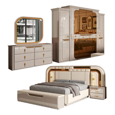 Conjunto de quartos de luxo de estilo europeu moderno de cama de casal