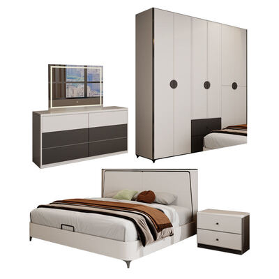 Set de quarto minimalista moderno King Size completo em madeira clássica com armazenamento aconchegante Suíte de mobiliário de quarto de luxo