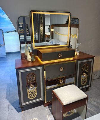 Foshan Wholesale Luxury Complete Bedroom Sets 5 Pieces King Size Bed Suite Frame de madeira Set de mobiliário moderno turco