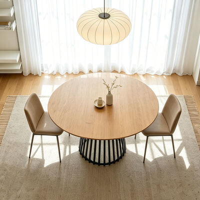 Estilo minimalista retângulo mesa de jantar de borda ao vivo base de metal móveis de sala de jantar de madeira mesa de jantar moderna conjunto de 6 lugares