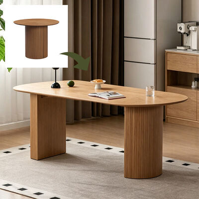 Atacado moderna mesa de jantar extensível de madeira dobrável móveis de sala de jantar simples redondo ajustável mesa de jantar expansível