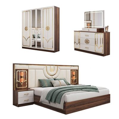 Conjunto de móveis de quarto turcos baratos por atacado da China, estrutura de madeira, cama de luxo king size, conjuntos de quarto modernos de luxo de casal e casal