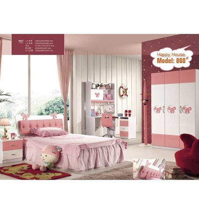 ODM cor-de-rosa do OEM da mobília do quarto das crianças da madeira maciça da casa de campo