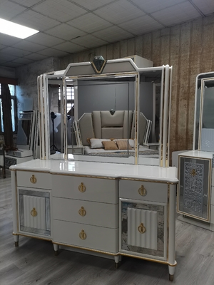 Conjunto completo de vidro da tabela de molho da tabela do lado da cama do vestuário da mobília dos grupos de quarto do MDF