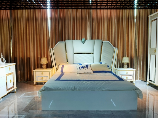 Conjunto completo de vidro da tabela de molho da tabela do lado da cama do vestuário da mobília dos grupos de quarto do MDF