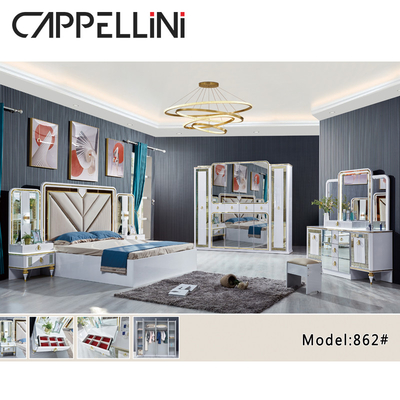 Rei de madeira Bed Oak Grey White Sets Full Size do armário da mobília do quarto da casa do MDF