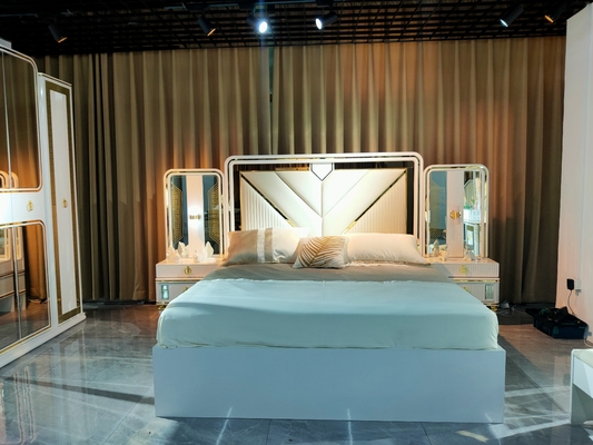 Rei de madeira Bed Oak Grey White Sets Full Size do armário da mobília do quarto da casa do MDF