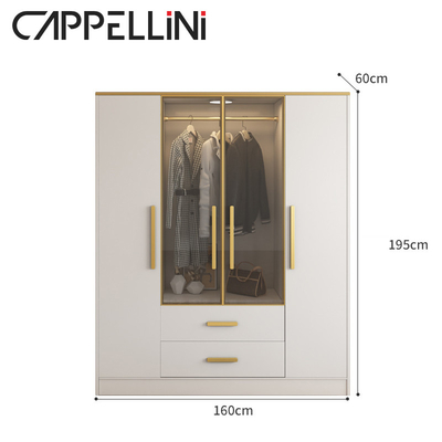 Vestuário do armazenamento do quarto de Multispace com a porta articulada espelho