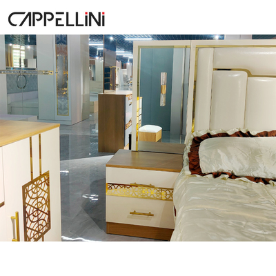 Material de couro do plutônio do MDF da madeira moderna luxuosa da mobília do quarto do desenhista do rei Size