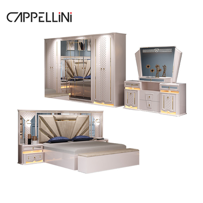 Moderno Design Madeira Quadro Duplo King Size Luxury Cama Conjunto Casa Clássico Luxury Madeira Mdf Quarto completo Conjuntos Móveis
