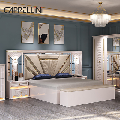 Moderno Design Madeira Quadro Duplo King Size Luxury Cama Conjunto Casa Clássico Luxury Madeira Mdf Quarto completo Conjuntos Móveis