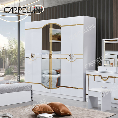 Luxo de madeira branca de couro duplo King size cama casa quarto mestre moderno quadro de madeira conjunto de móveis de quarto completo