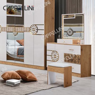 Cama moderna King Size Guarda-roupa turca 6 gavetas casa luxuosa mobiliário de cama de madeira real