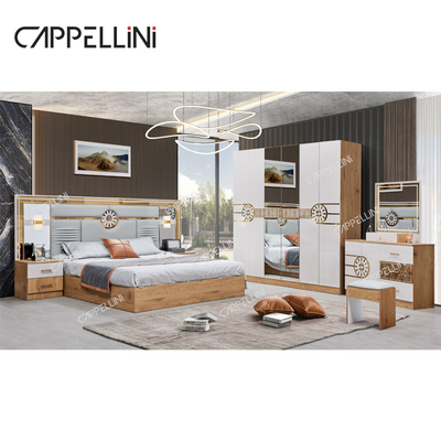 Cama moderna King Size Guarda-roupa turca 6 gavetas casa luxuosa mobiliário de cama de madeira real