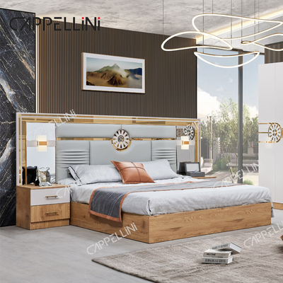 Cama moderna King Size Guarda-roupa turca 6 gavetas casa luxuosa mobiliário de cama de madeira real