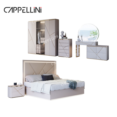 Casa Simples Quadro de Madeira Duplo Cama Real de Couro Moderna Madeira de Luxo Full Queen Size Conjunto de Móveis de Quarto