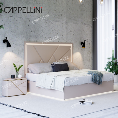 Casa Simples Quadro de Madeira Duplo Cama Real de Couro Moderna Madeira de Luxo Full Queen Size Conjunto de Móveis de Quarto