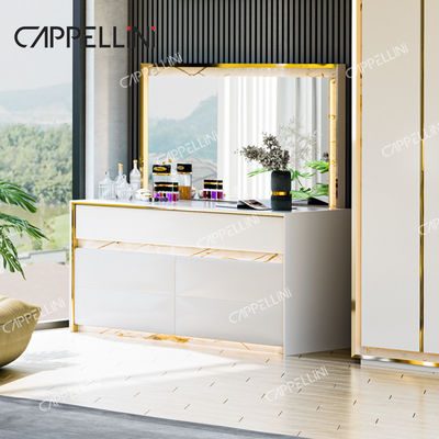 Cabeçalho contemporâneo de couro branco Madeira King Size Cama Casa Dupla Moderna Luxo Madeira Mdf Set de móveis de quarto completo