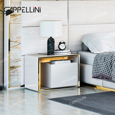 Cabeçalho contemporâneo de couro branco Madeira King Size Cama Casa Dupla Moderna Luxo Madeira Mdf Set de móveis de quarto completo