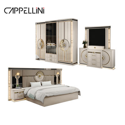 Modern Luxury Wood King Size Leather Bed Sets Double Master Room Home Queen Full Mdf Set de móveis de quarto de madeira