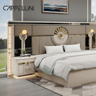 Modern Luxury Wood King Size Leather Bed Sets Double Master Room Home Queen Full Mdf Set de móveis de quarto de madeira