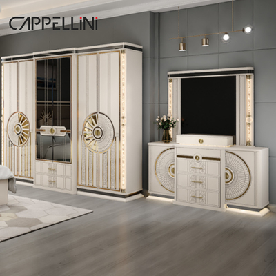 Modern Luxury Wood King Size Leather Bed Sets Double Master Room Home Queen Full Mdf Set de móveis de quarto de madeira
