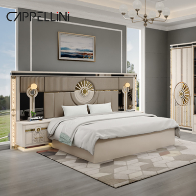 Modern Luxury Wood King Size Leather Bed Sets Double Master Room Home Queen Full Mdf Set de móveis de quarto de madeira