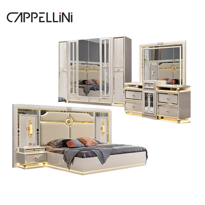Luxo Quadro de madeira King Size Cama de couro quarto conjuntos Casa Dupla Rainha Madeira Moderno conjunto de móveis de quarto completo