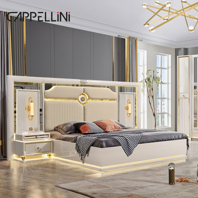 Luxo Quadro de madeira King Size Cama de couro quarto conjuntos Casa Dupla Rainha Madeira Moderno conjunto de móveis de quarto completo