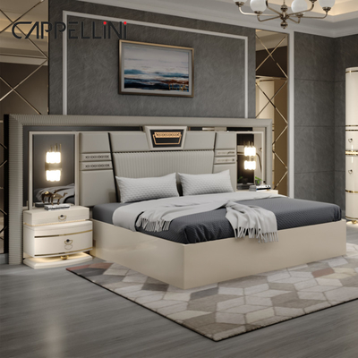 Conjunto de cama de couro contemporâneo clássico de tamanho King Duplo Queen Royal Luxury Moderno Madeira Mdf Full Bedroom Sets Mobiliário