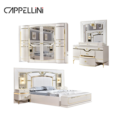 Casa Branca Leather de madeira Queen Bed Set Villa Master Room Madeira King Size Mdf Modern Luxury Full Bedroom Sets Mobiliário