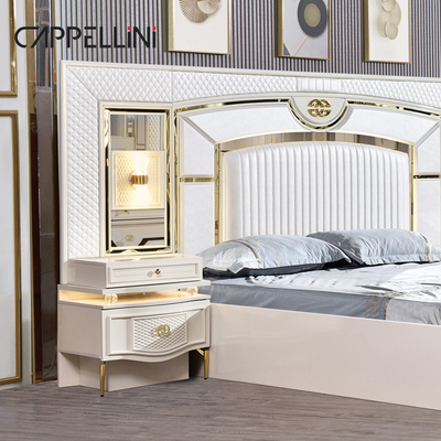 Casa Branca Leather de madeira Queen Bed Set Villa Master Room Madeira King Size Mdf Modern Luxury Full Bedroom Sets Mobiliário