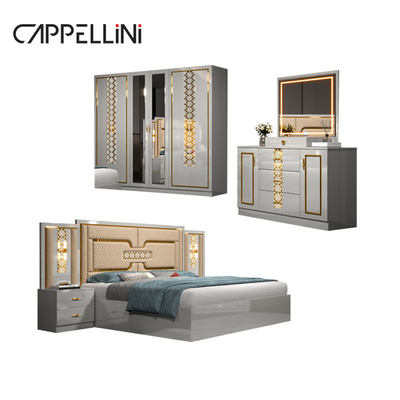 Casa Quarto Principal Quarto Duplo de Couro King Size Leito Por Tutor Barato Moderno Luxo Rainha Madeira Mdf Set de Móveis de Quarto Completo
