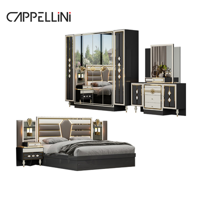 Madeira Moderno Duplo Couro King Size Conjunto de Cama Mobiliário Modular Madeira Rainha Full Luxury Bedroom Sets Mobiliário