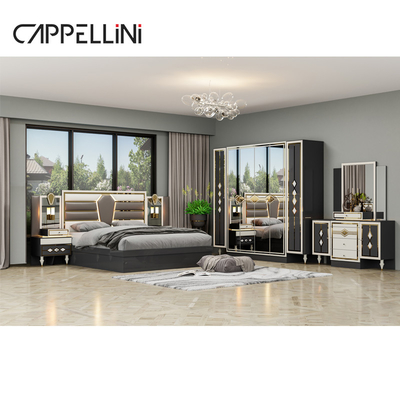 Madeira Moderno Duplo Couro King Size Conjunto de Cama Mobiliário Modular Madeira Rainha Full Luxury Bedroom Sets Mobiliário
