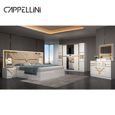 Foshan Wholesale Full Set King Size Leather Bedroom Quarto de cama duplo de madeira Casa barata Queen Modern Luxury Quarto conjunto Mobiliário