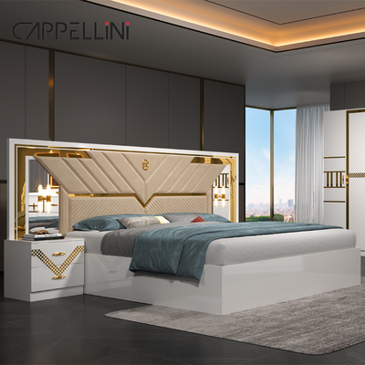 Foshan Wholesale Full Set King Size Leather Bedroom Quarto de cama duplo de madeira Casa barata Queen Modern Luxury Quarto conjunto Mobiliário