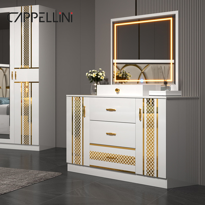 Venda a retalho Preço barato Luxo Leite de madeira King Size de couro Quarto duplo Casa de luxo Full Mdf conjunto de quartos Móveis