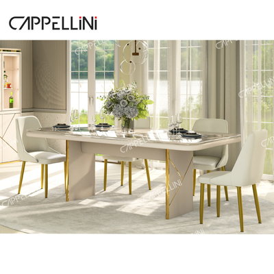 Modern Design Mesa de Jantar 4 Cadeiras Conjunto de 6 lugares Mobiliário para casa Sala de estar Luxo Mesa de Jantar em Arco de Mármore
