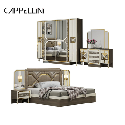 Armazém de madeira moderno barato Cama de couro de tamanho duplo King Leather Headboard de couro Luxo Mobiliário de madeira para casa Queen Set de quarto