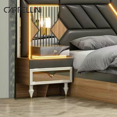Quadro de madeira americana de couro duplo King Size Cama Casa Master Room Suite Madeira barata Full Modern Set de móveis de quarto